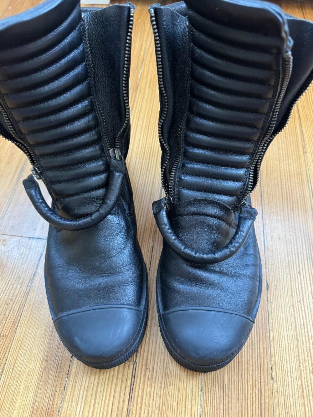 Marcella Karma Black Leather Double Zip Ankle Boots